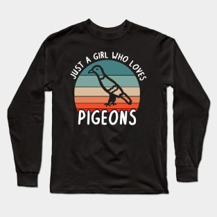 Just a girl love pigeons design carrier pigeon Long Sleeve T-Shirt